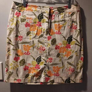 Lane Bryant Khaki Floral Straight Zip Front Skirt in Size 14